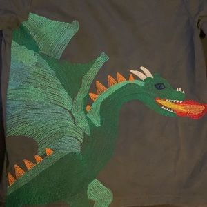 Boden, kids, grey, embroidered dragon t shirt, size 8